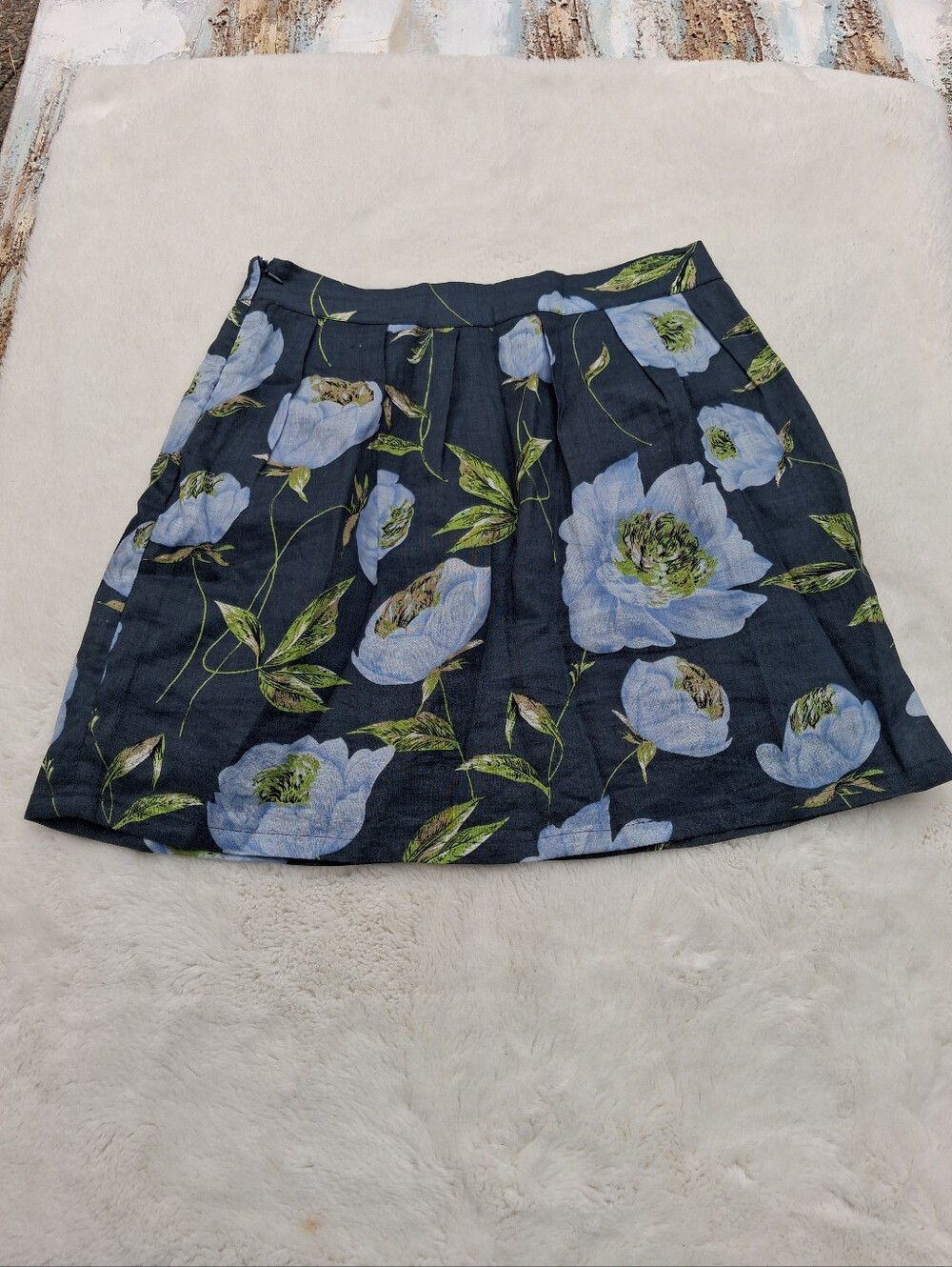 Esley Navy Skirt with Blue Floral Print